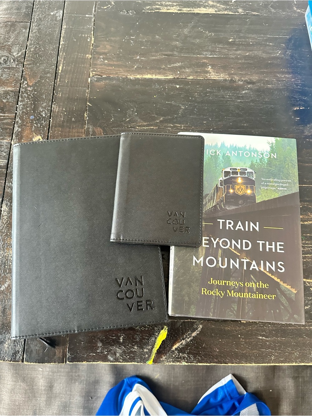 Rocky Mountaineer Vancouver Embossed Black Leather Passport Wallet & Notebook